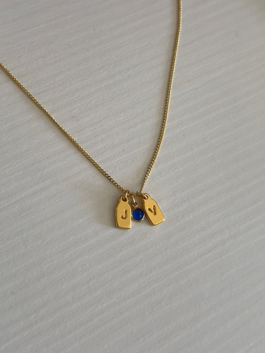 Collar de iniciales + piedra de aniversario
