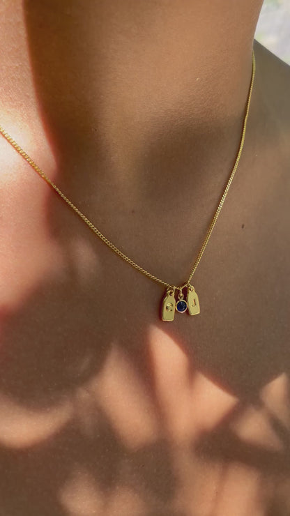 Collar de iniciales + piedra de aniversario
