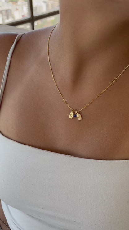 PAR de collares de iniciales + piedra de aniversario